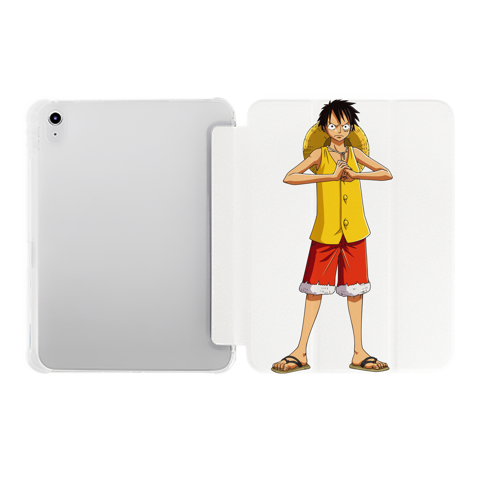 （画像用） ワンピース モンキー・D・ルフィ ONE PIECE Monkey D. Luffy IPad ケース ペン収納付き 三つ折りスタンド PUレザー×シリコン 対応機種9.5/10.5/10.9インチ